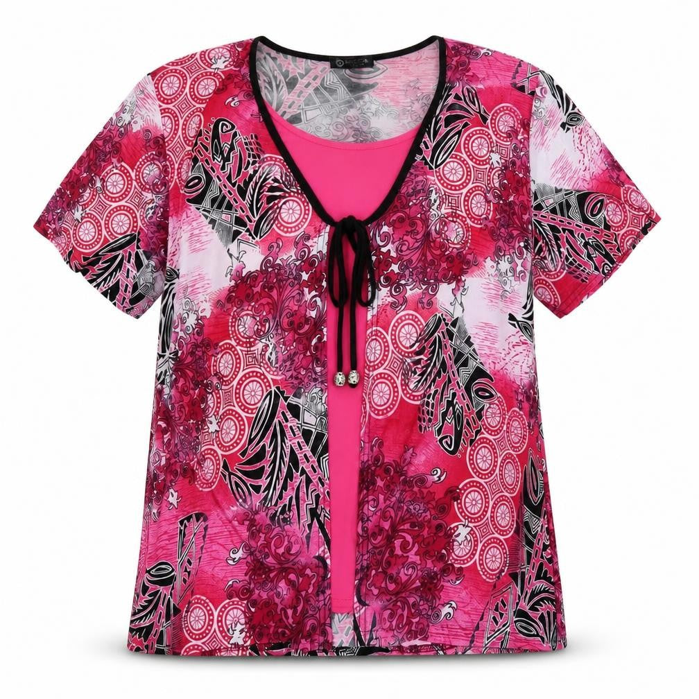 mega designs Womens Pink Floral  Basic T-Shirt Size XL