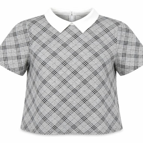 cameo rose Womens Grey Check  Basic T-Shirt Size 8