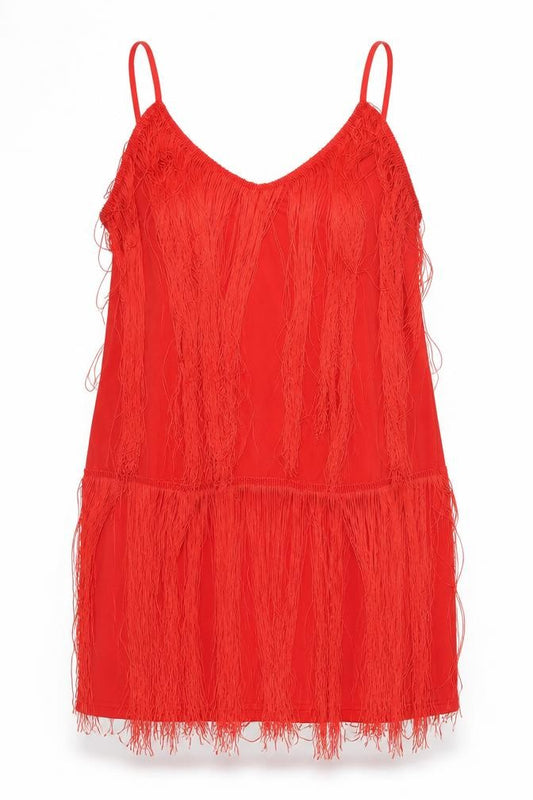 Front view of PRETTYLITTLETHING prettylitlething women’s red trapeze & swing, size 2XL