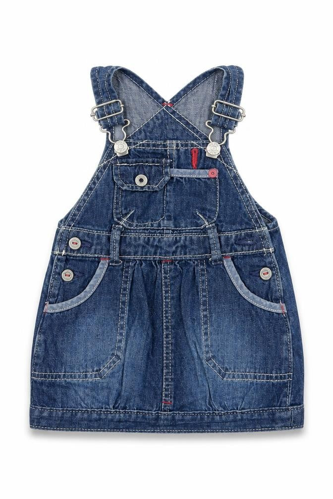 Gap Girls Blue  Denim Pinafore/Dungaree Dress  Size 3-6 Months