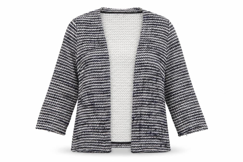 Front view of H&M women’s multicoloured geometric cardigan jumper, size M