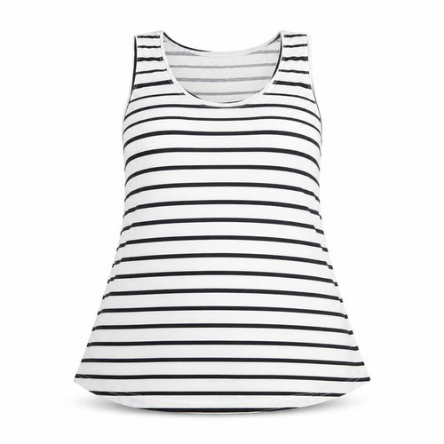 Avenue Womens White Striped  Basic Tank Size 14