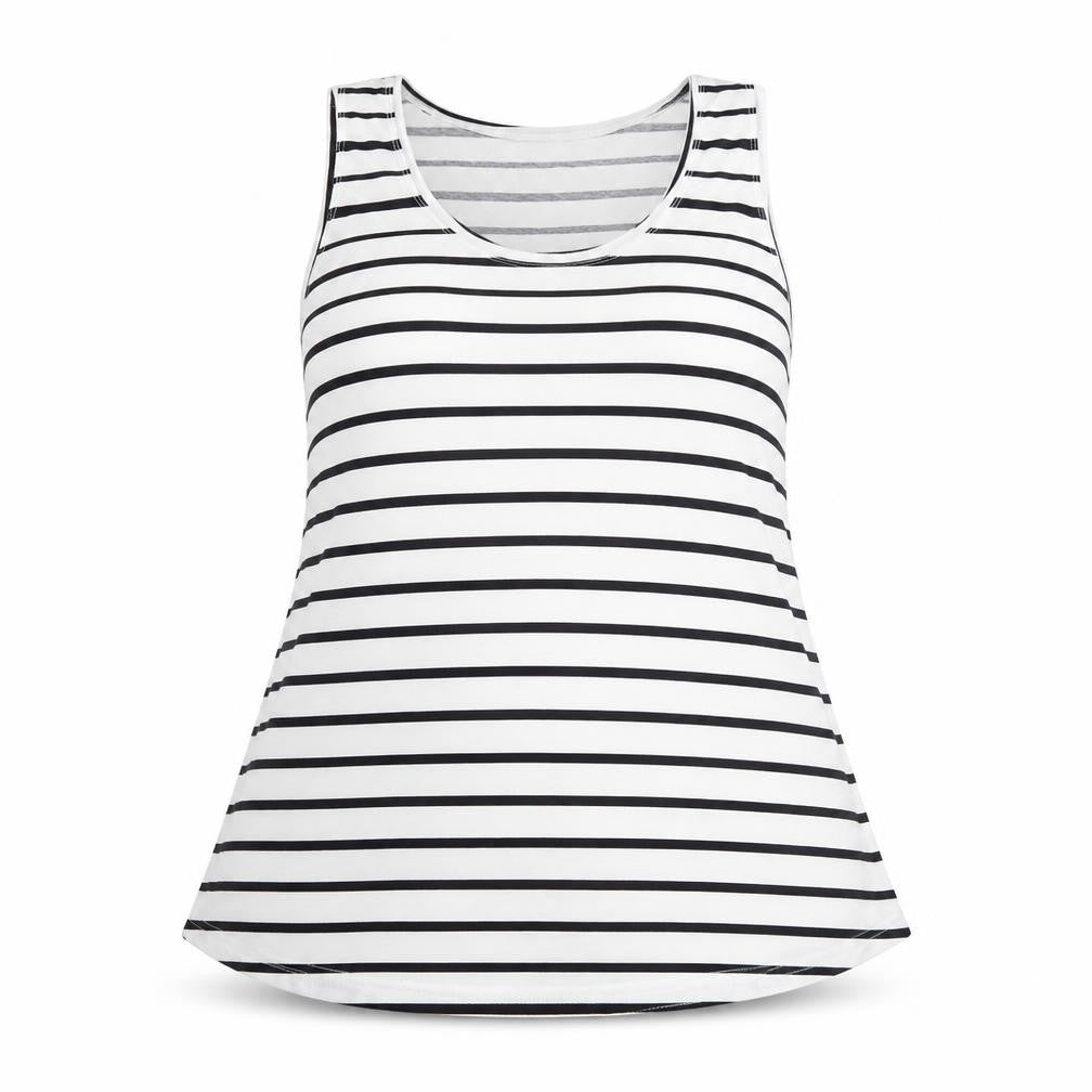 Avenue Womens White Striped  Basic Tank Size 14