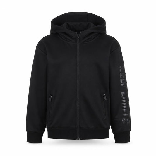 Front view of Peacocks boys’ black jersey full zip hoodie, size 6-7, years