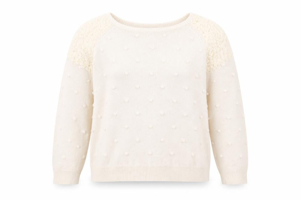 George Womens Beige Polka Dot Knit Pullover Jumper Size 12