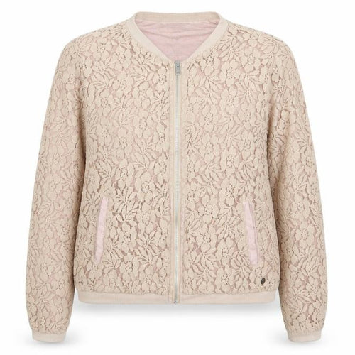 Monrow Womens Beige Floral Jersey Full Zip Sweatshirt Size S