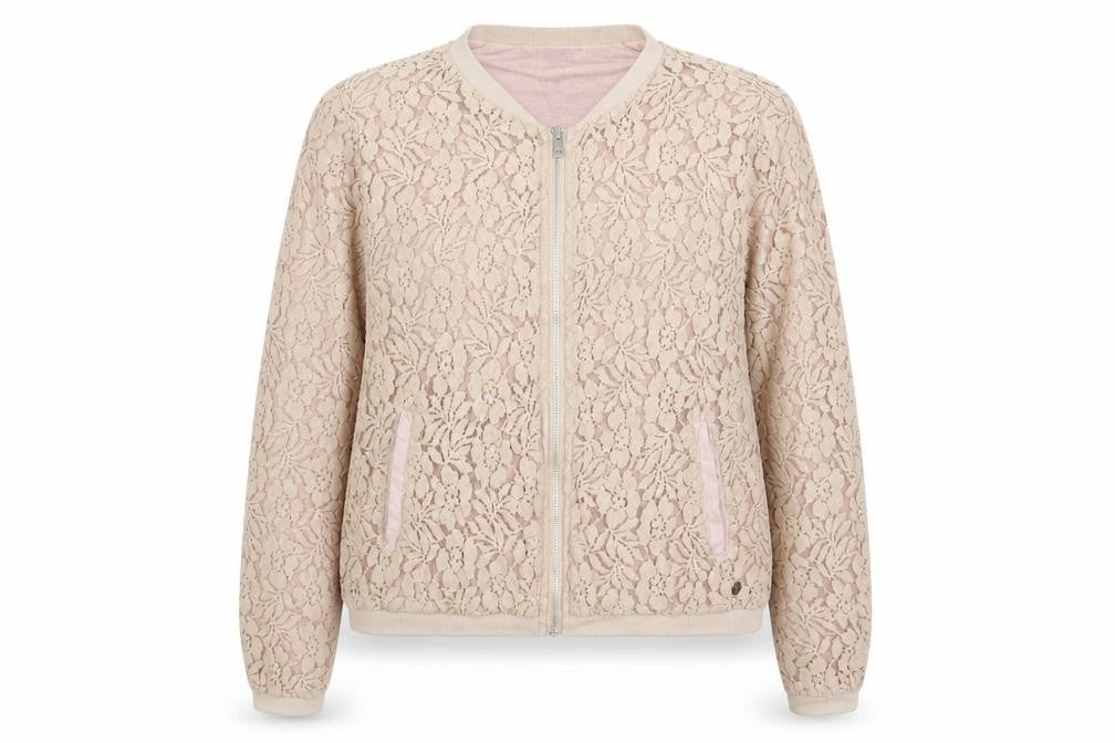 Monrow Womens Beige Floral Jersey Full Zip Sweatshirt Size S