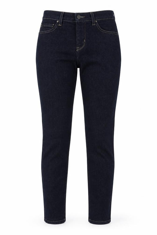 Front view of Uniqlo women’s blue denim skinny jeans, size UK 24, in, 32-inch leg