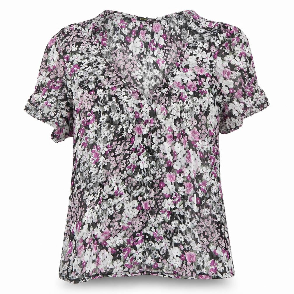 George Womens Purple Floral  Basic Button-Up Size 10