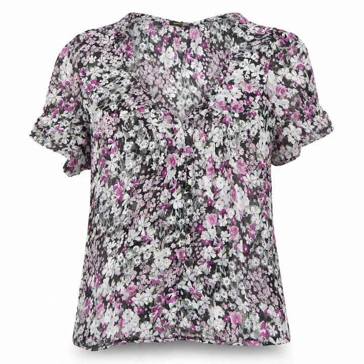 George Womens Purple Floral Basic Button-Up Size 10