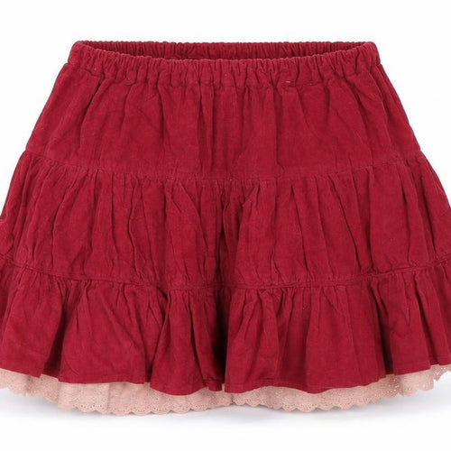 Senang Kids Girls Red  Corduroy Skater Skirt Size L