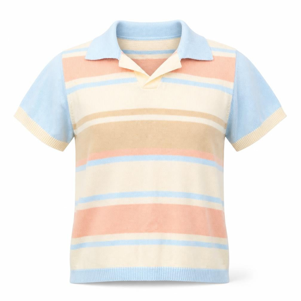 Giordana Womens Yellow Striped  Basic T-Shirt Size M