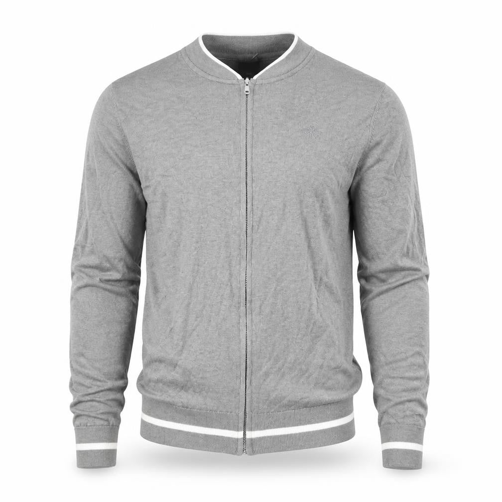 Front view of River Island men’s grey cardigan jumper, size S