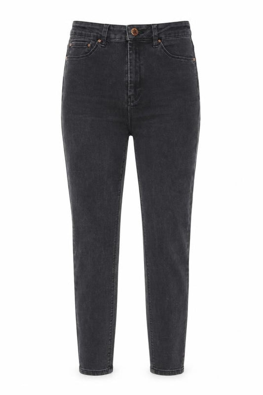 Front view of women’s grey skinny jeans, size UK 26, in, 25-inch leg