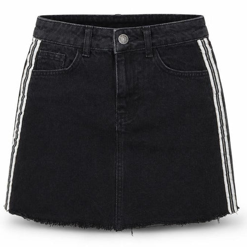 Denim & Co. Womens Black Striped Denim A-Line Skirt Size 4