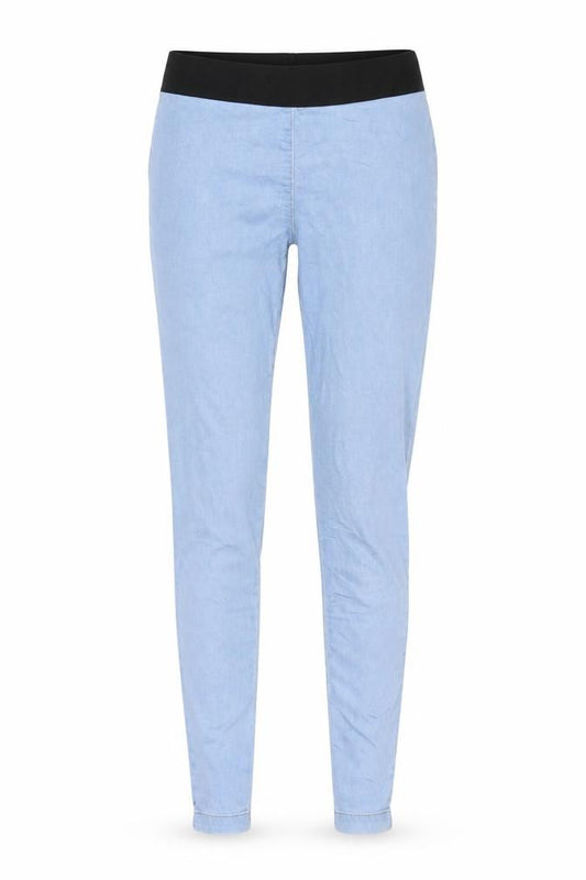 Front view of Marks & Spencer women’s blue denim skinny jeans, size UK 10, 27-inch leg