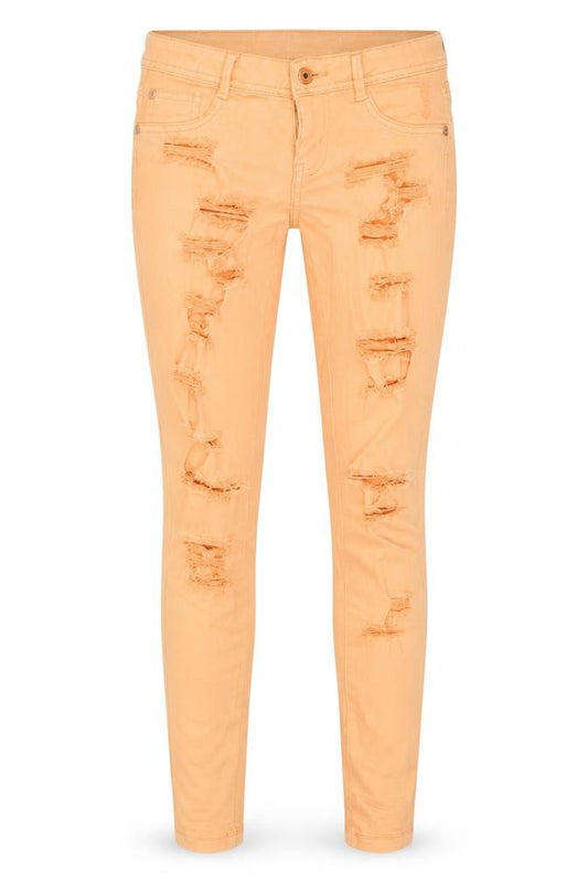Front view of Suteblanco Jeans women’s orange denim skinny jeans, size UK 6, 29-inch leg