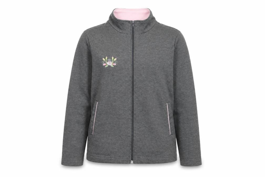 Damart Womens Grey  Jersey Full Zip Sweatshirt Size 10  - Flower