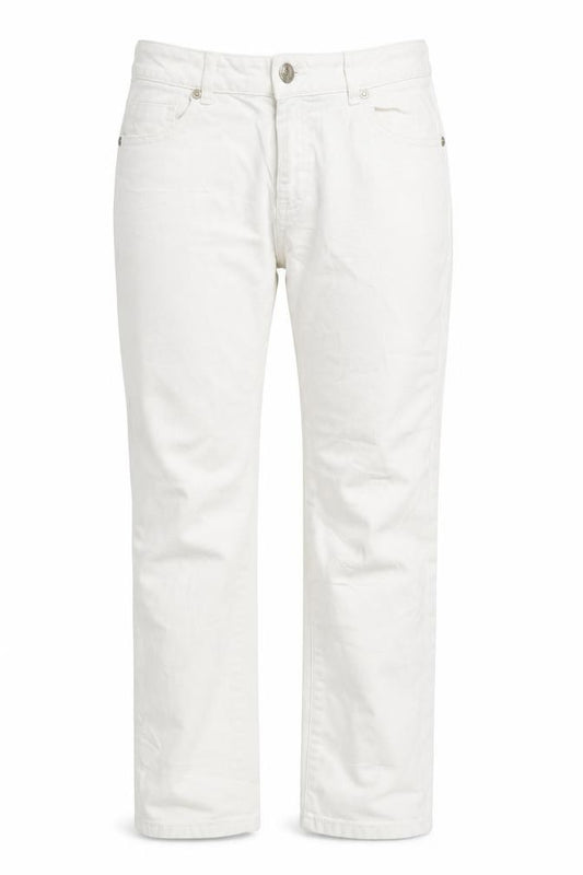 Front view of waredenim women’s white straight jeans, size UK 10, 23-inch leg