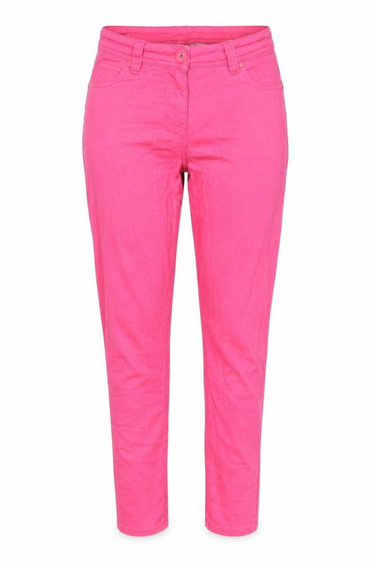 Front view of M&Co women’s orange boyfriend jeans, size UK 12, 28-inch leg