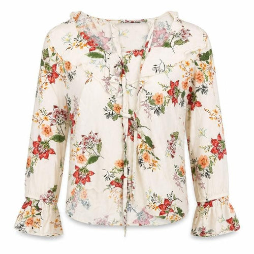 Bershka Womens Beige Floral  Basic Blouse Size 6