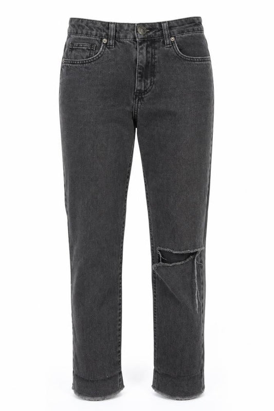 Front view of bog women’s black denim skinny jeans, size UK 26, 30-inch leg