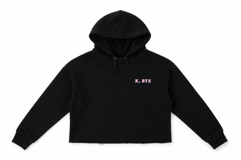 Front view of New Look girls’ black pullover hoodie, size 12-13, years - k, bye