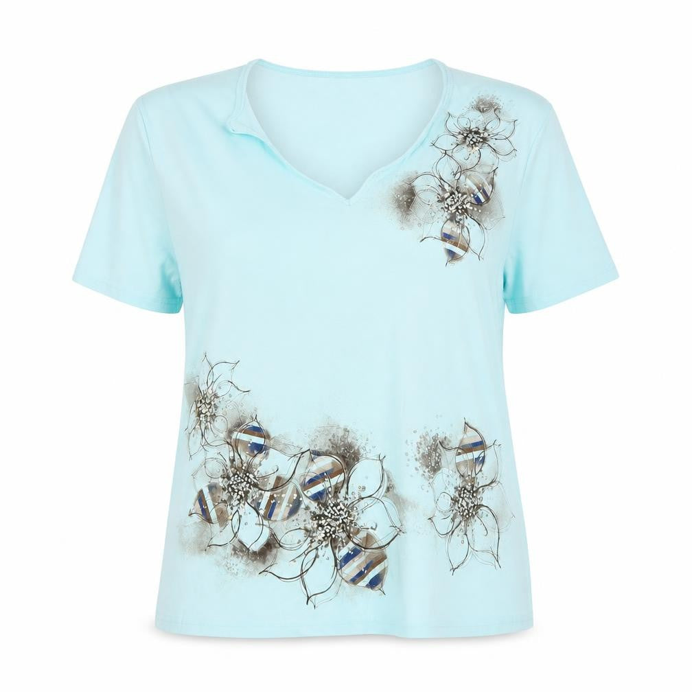 Classics Womens Blue   Basic Blouse Size 16  - floral detail