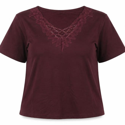 Classics Womens Red   Basic Blouse Size 16  - embroidered neckline wine red