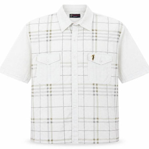 KAIDITE Mens Beige Check   Button-Up Size L