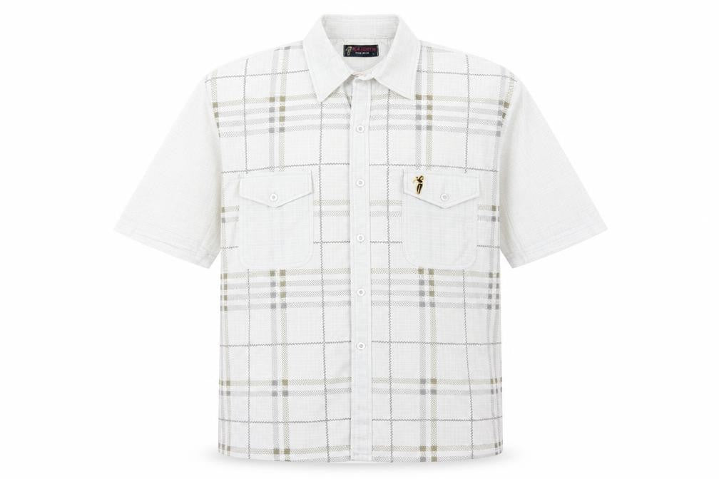 KAIDITE Mens Beige Check   Button-Up Size L