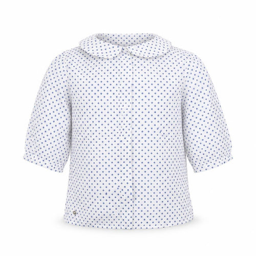 Over kids Girls White Polka Dot  Basic Blouse Size 6 Years