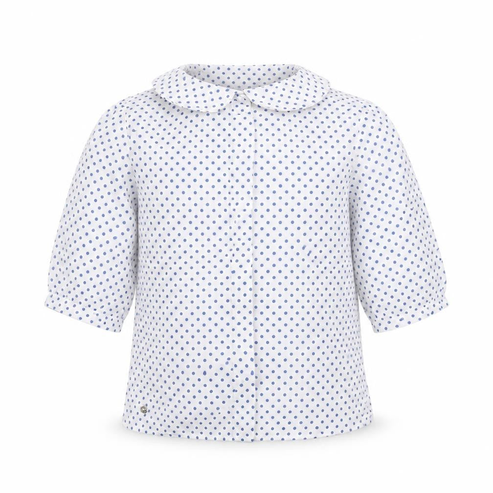 Over kids Girls White Polka Dot  Basic Blouse Size 6 Years