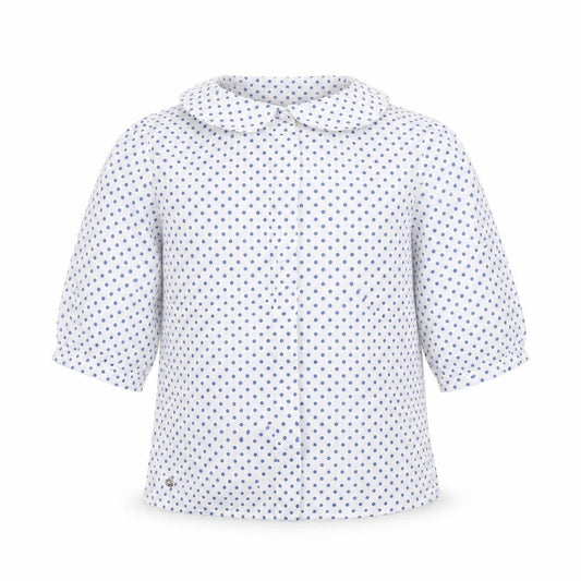 Front view of Over kids girls’ white polka dot basic blouse, size 6, years