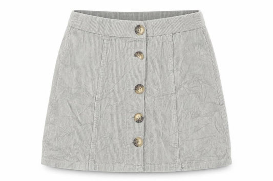 Front view of Denim & Co. women’s green corduroy a-line skirt, size UK 8