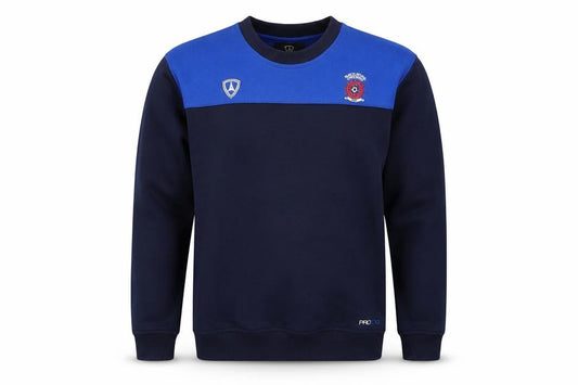 Front view of Pro Evolution boys’ blue pullover sweatshirt, size L