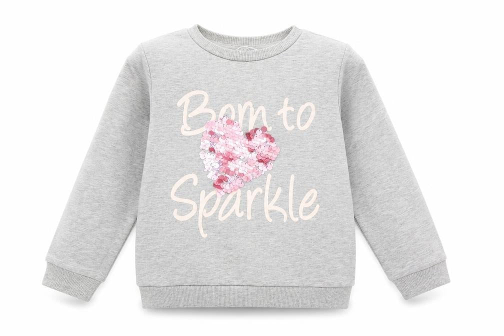 Front view of Primark girls’ grey pullover sweatshirt, size 6-7, years