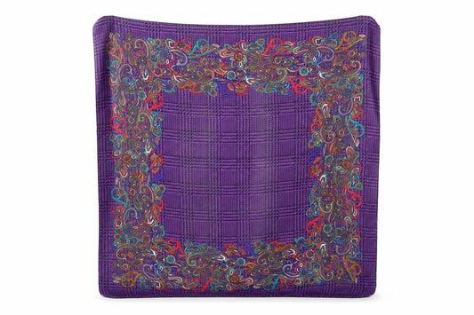Front view of Preworn women’s purple geometric shawl/wrap