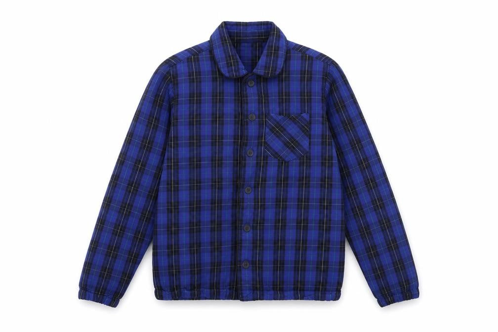 Front view of Primark men’s blue check button-up, size S