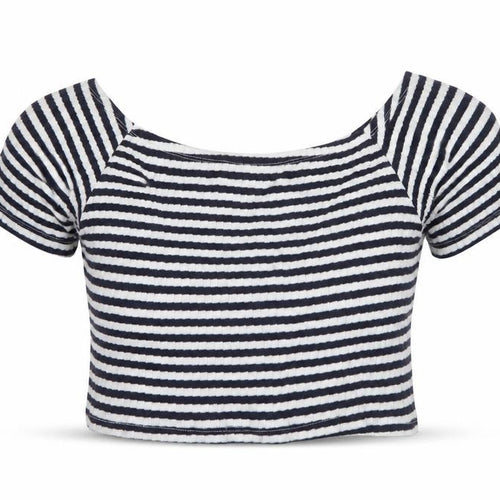 New Look Womens Blue Striped  Basic T-Shirt Size 12