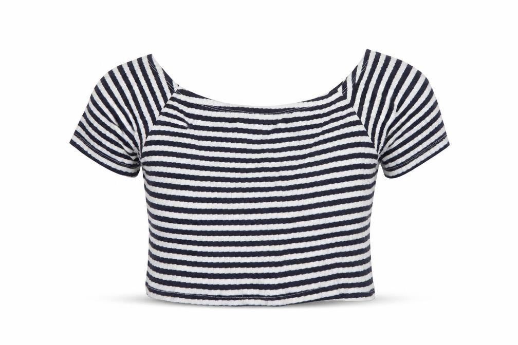 New Look Womens Blue Striped  Basic T-Shirt Size 12