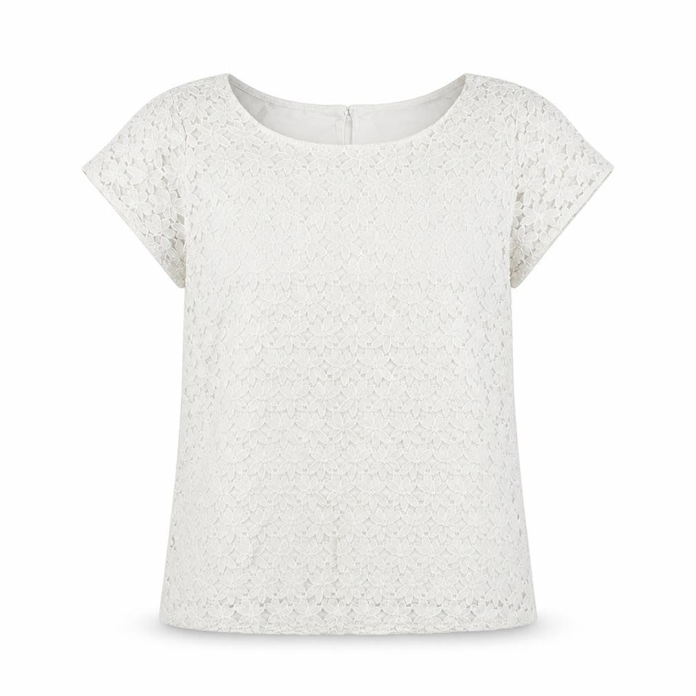 Index Womens White Floral  Basic Blouse Size M