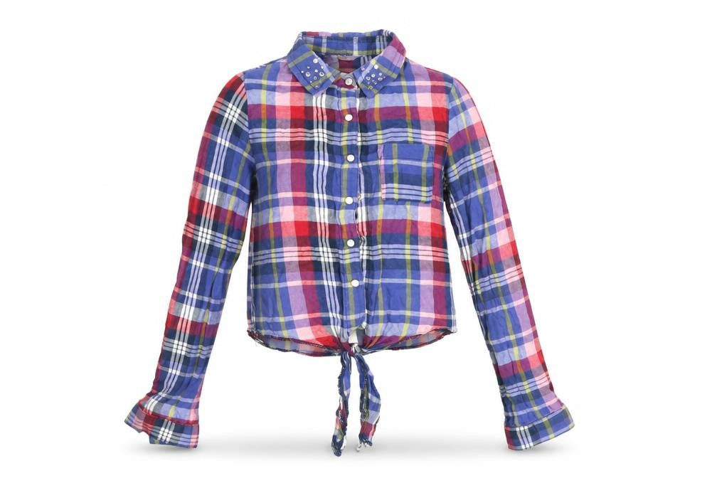 Tammy Girls Blue Plaid  Basic Casual Size 10 Years