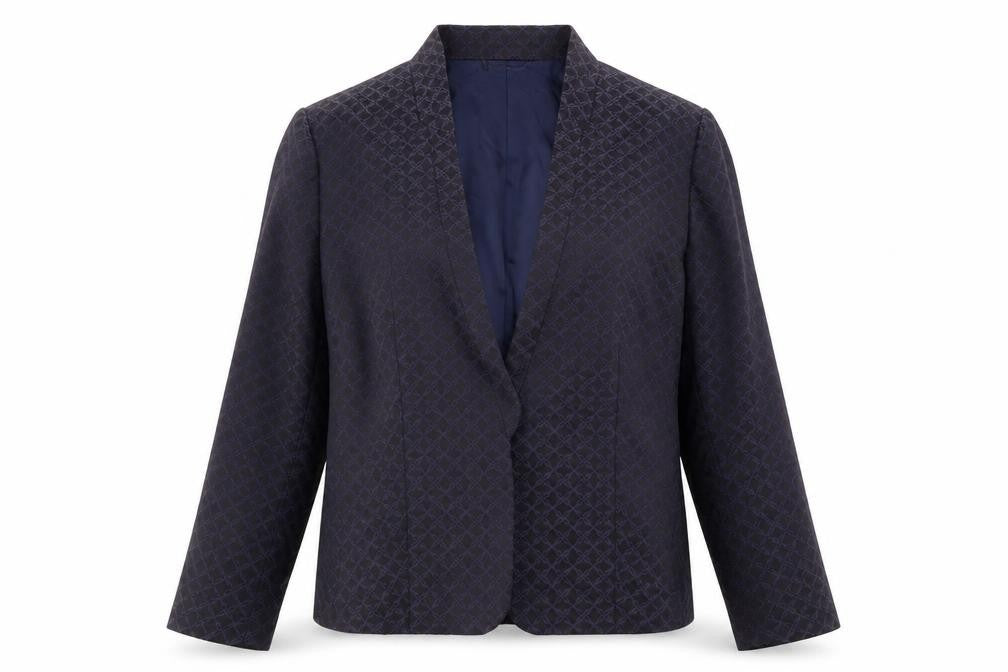 Front view of H&M women’s purple jacket suit jacket, size UK 16