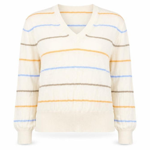 Marks and Spencer Womens Beige Striped Knit Pullover Jumper Size L