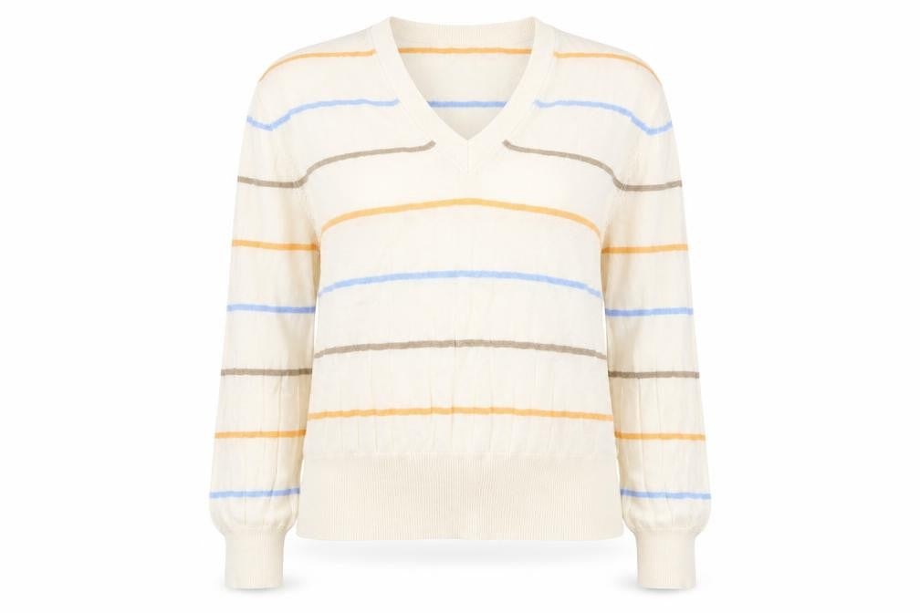Marks and Spencer Womens Beige Striped Knit Pullover Jumper Size L