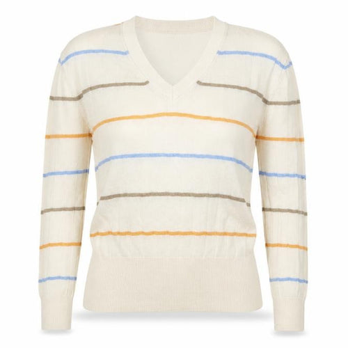 Marks and Spencer Womens White Striped Knit Pullover Jumper Size S