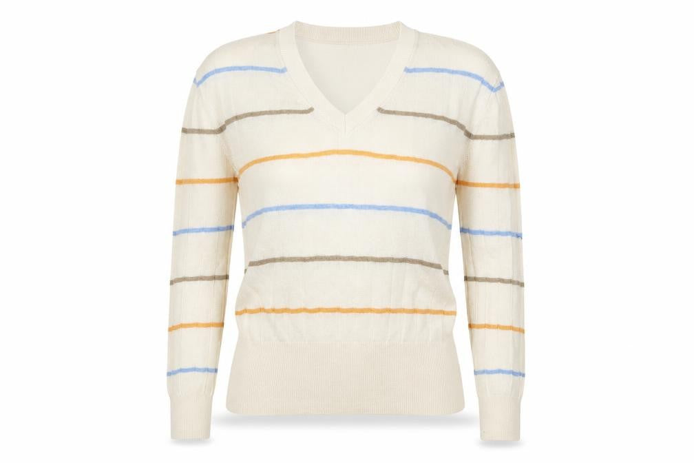 Marks and Spencer Womens White Striped Knit Pullover Jumper Size S