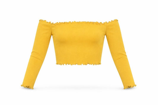 Front view of PRETTYLITTLETHING women’s yellow basic blouse, size UK 4