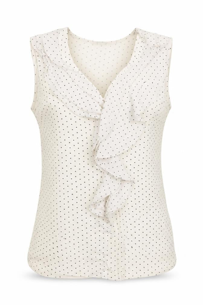ginger Womens White Polka Dot  Basic T-Shirt Size M